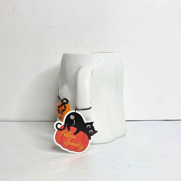 Ghost Mug Feline Spooky Sunday Morning Ceramics Cat Pumpkin Halloween - NEW - Picture 6 of 8